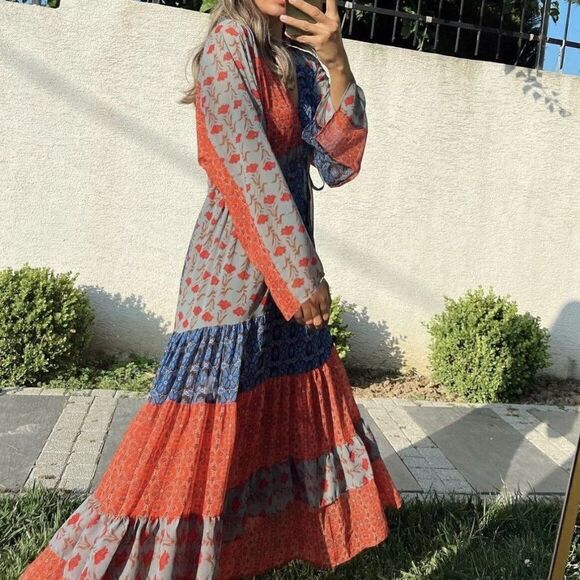 Zara Printed Patchwork Dress New - Picture 9 of 10